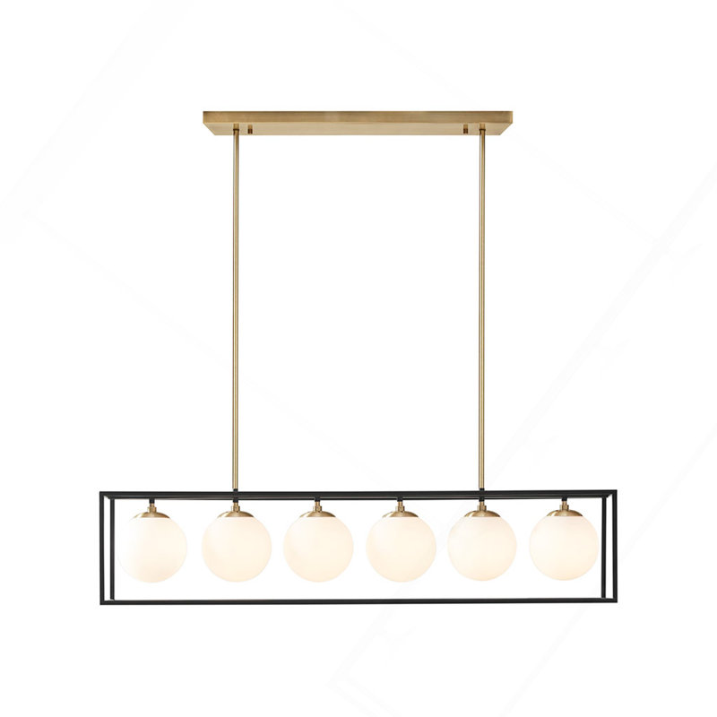 Lustre linéaire en verre givré 6 lumières