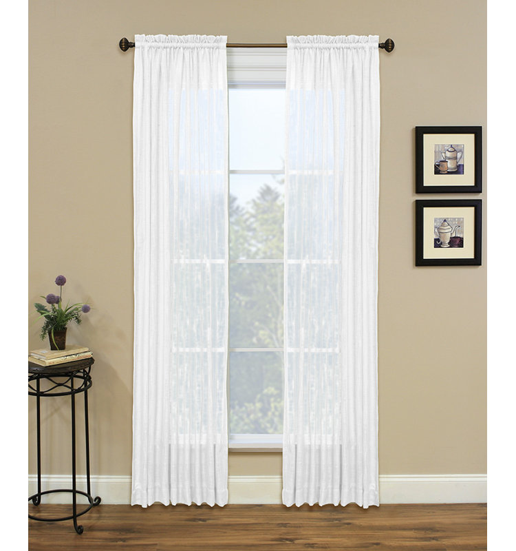 Banafsai 100% Polyester Light-Filtering Solid Color Textured Curtain Panel with Rod Pocket Top, Snow