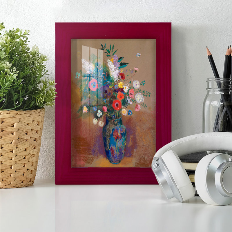 Bouquet de fleurs - encadré, Rouge, H 6 po x l 4 po x P 1 po