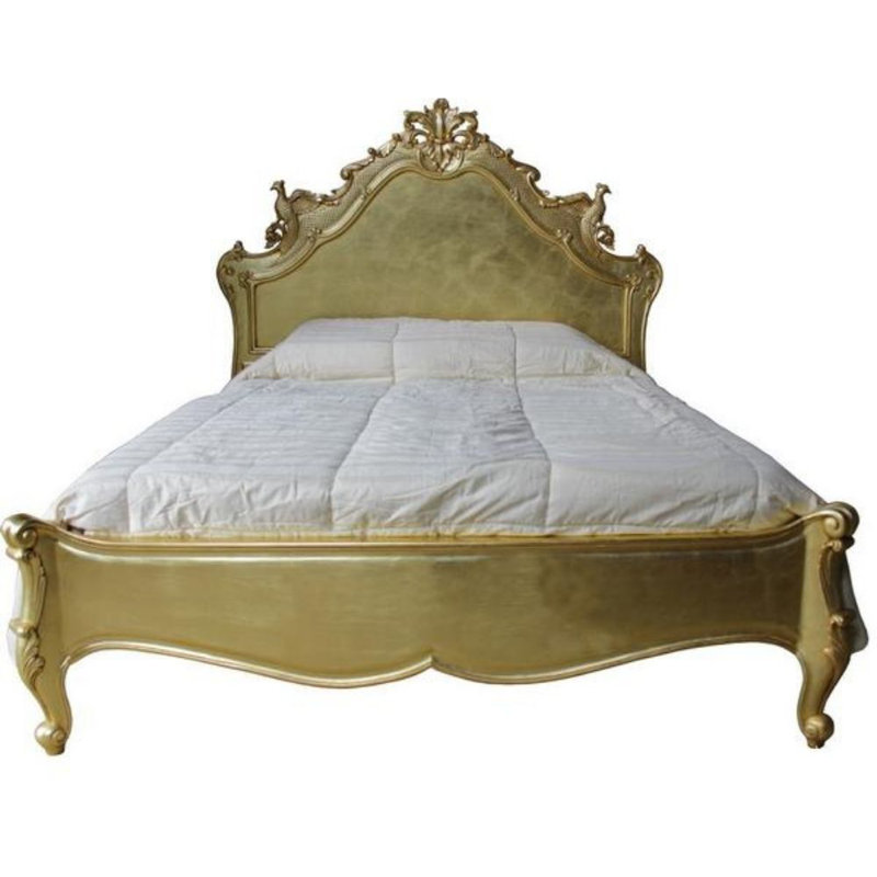 Baker Solid Wood Bed, Double (4'6), Gold