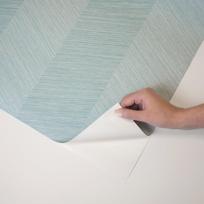 Chevron Vinyl Peel & Stick Wallpaper Roll, Blue Bell