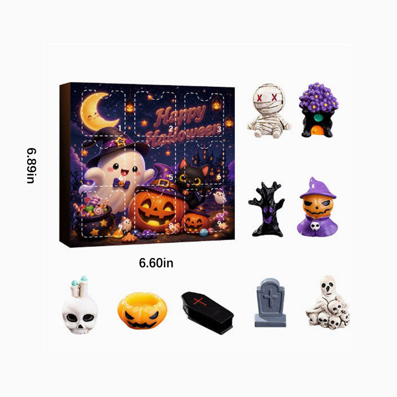 Décorations d'Halloween, calendrier de l'Avent d'Halloween, jeu surprise d'Halloween, figurine de squelette fantôme en résine, cadeaux