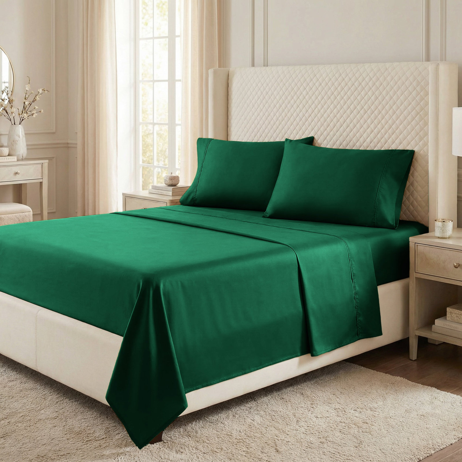 Edmont Cotton Sheet Set, Queen, Green
