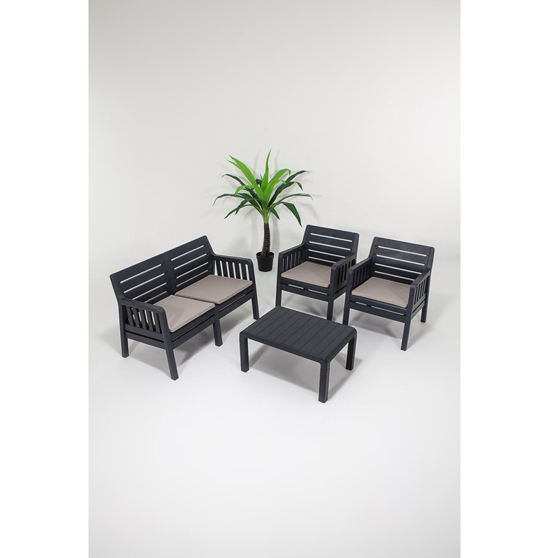 Cardamom Outdoor Table Set, Black