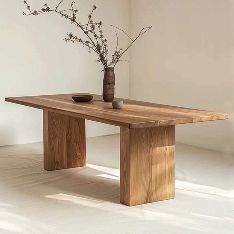 Warm solid wood dining table