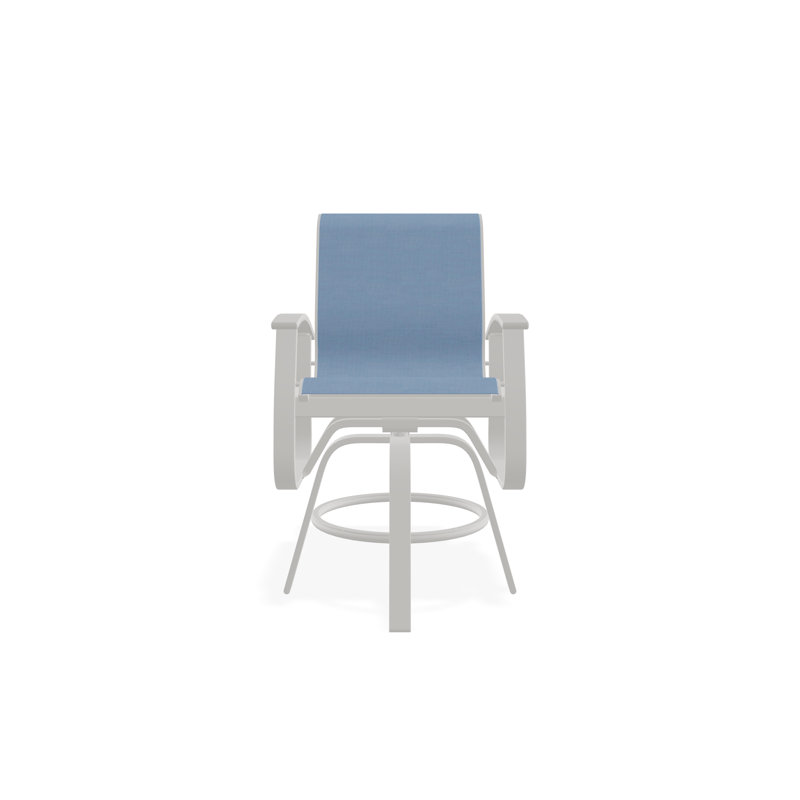 Fauteuil pivotant à hauteur de balançoire en aluminium avec accoudoirs en polymère de qualité marine Belle Isle, Neige, Ciel