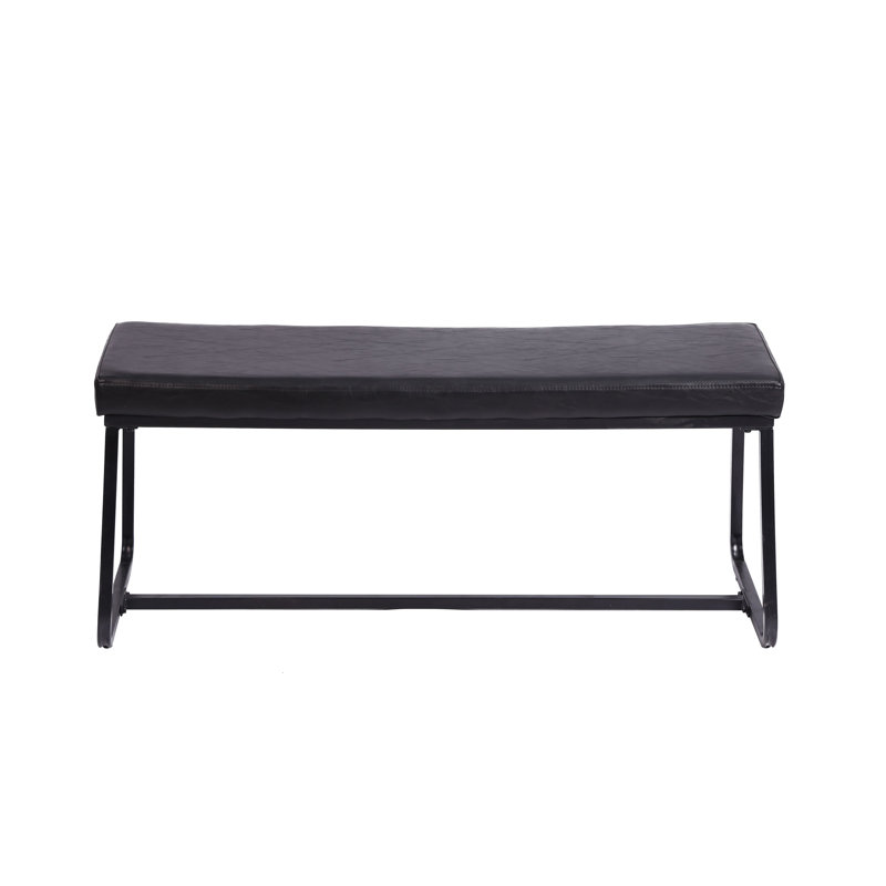 Audet Faux Leather Upholstered Bench, Brown/Black, 17.72" H x 42.53 " W x 16.54" D