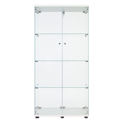 Two Door Glass Cabinet Glass Display Cabinet with 4 Shelves