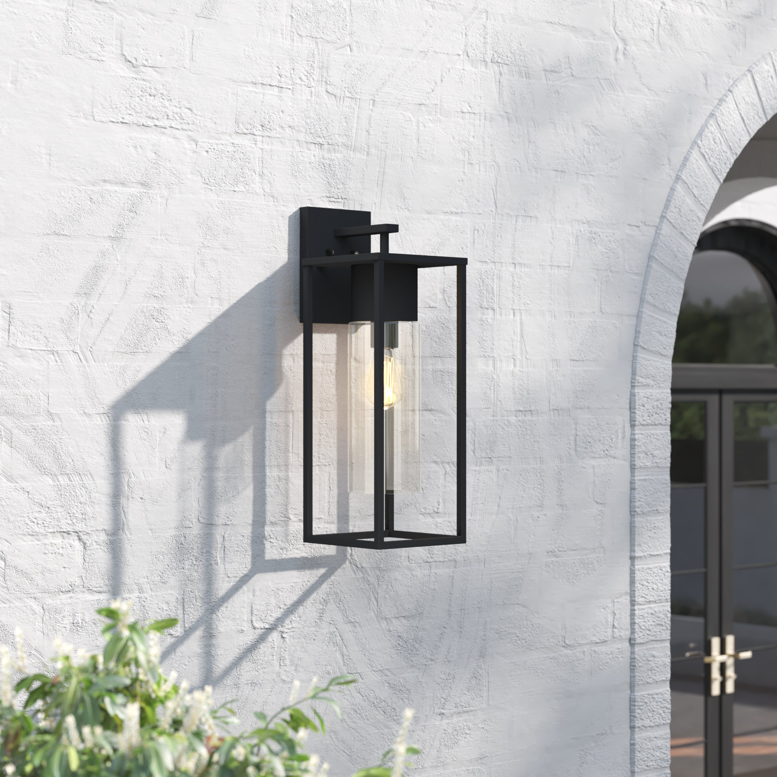 Kota Single Light Outdoor Wall Light, Black, 23" H x 8" W x 8" D