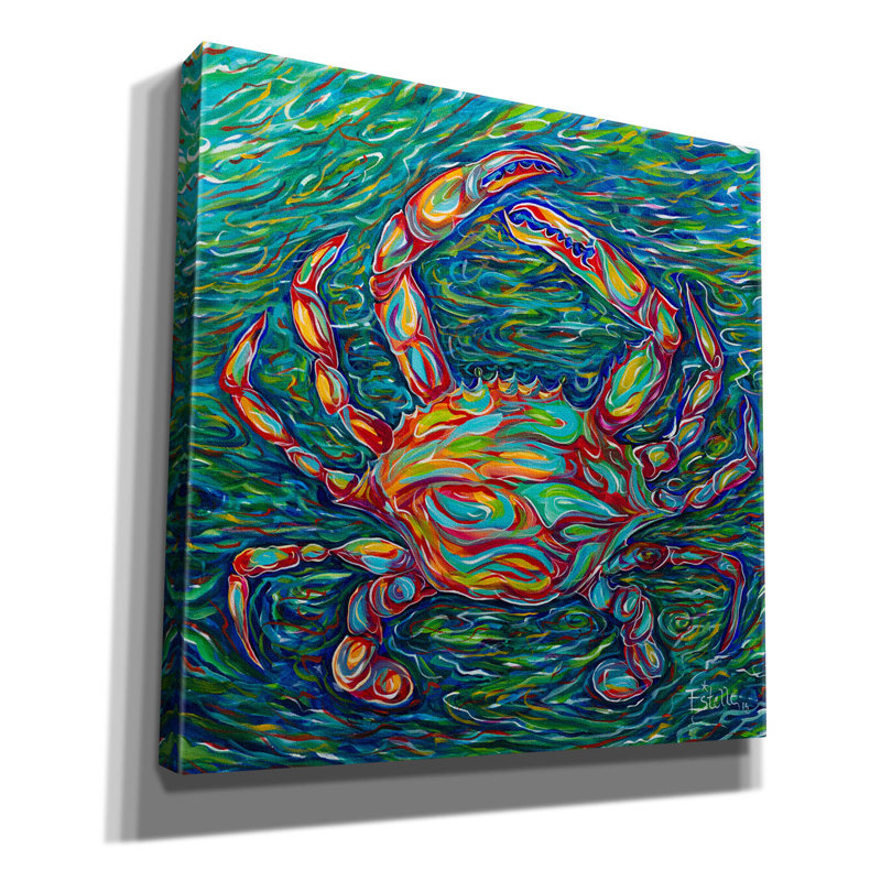«Crab» par Estelle Grengs, art mural sur toile, H 12 po x l 12 po x P 0,75 po