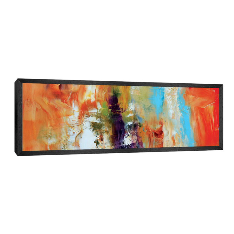 Strata by Andrada Anghel - Panoramic Painting on Canvas, 30.48 cm H x 91.44 cm W, Black Framed