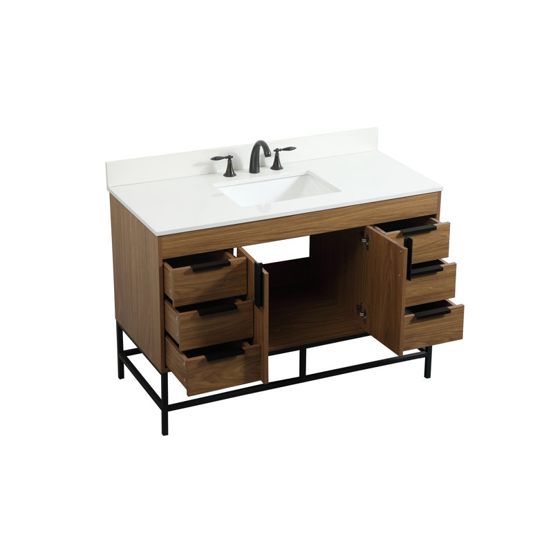Ensemble de meuble-lavabo simple 48 po Eugene, Brun noyer