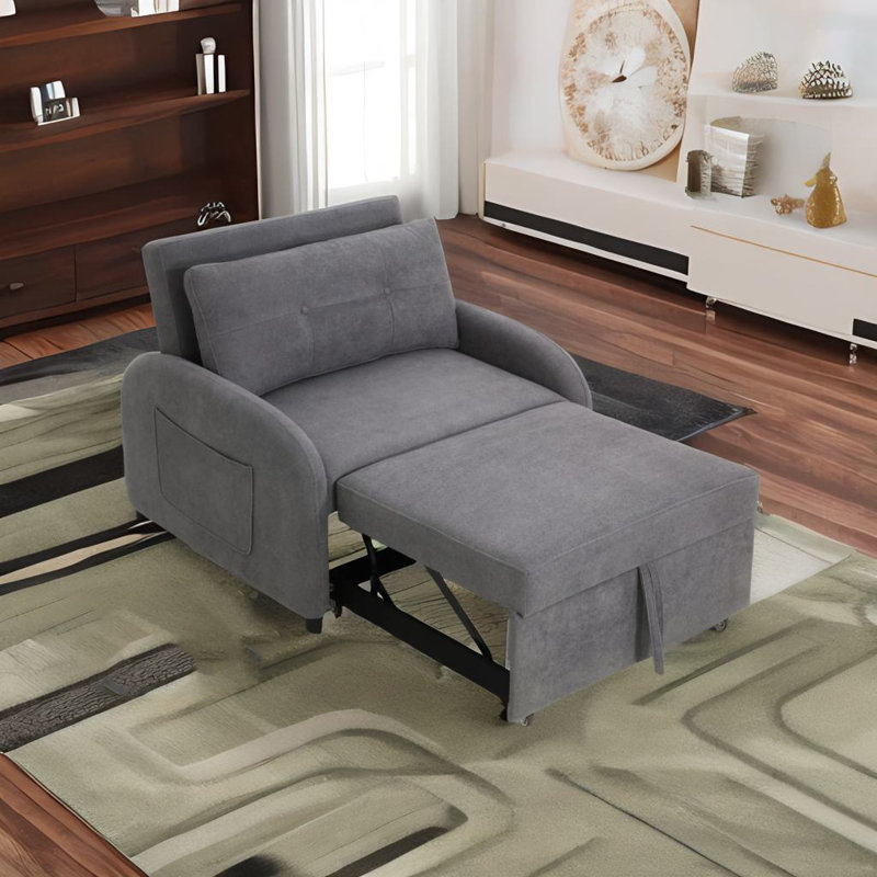 3-in-1 Convertible Sleeper Sofa, Gray Cotton Linen