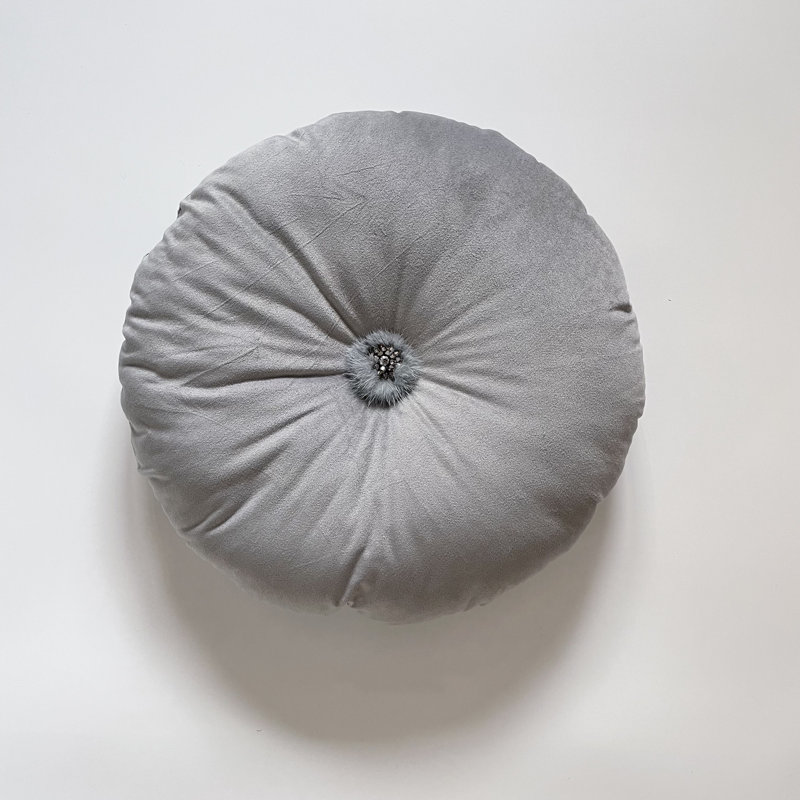 Decorative Boho Chic , Solid Round Throw Pillow , Gray
