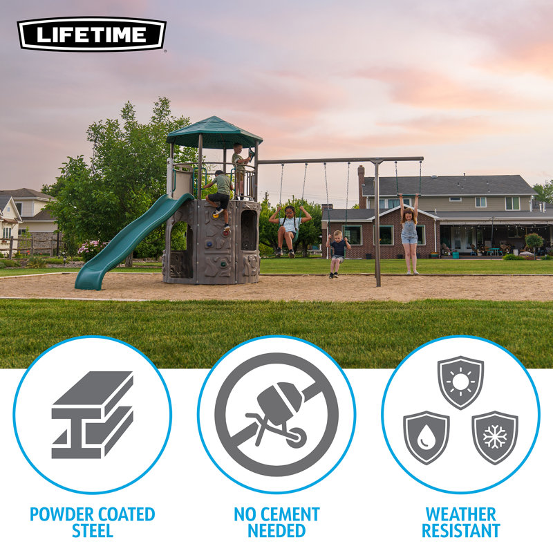 Adventure Lifetime Powder Coated Steel Swing Set with 2 Swing(s) , 1 Slide(s)