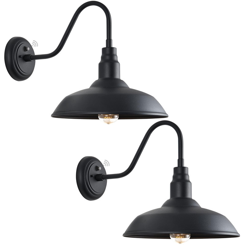 Large Dusk to Dawn Gooseneck Light for Farmhouse, Black Outdoor Barn Lights with Photocell Sensor