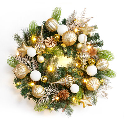 Faux Lighted 24'' Wreath