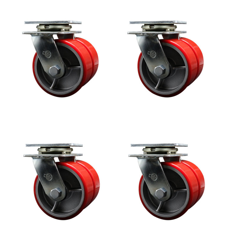 Ensemble de roulettes pivotantes en polyuréthane sur roulettes 5 pouces