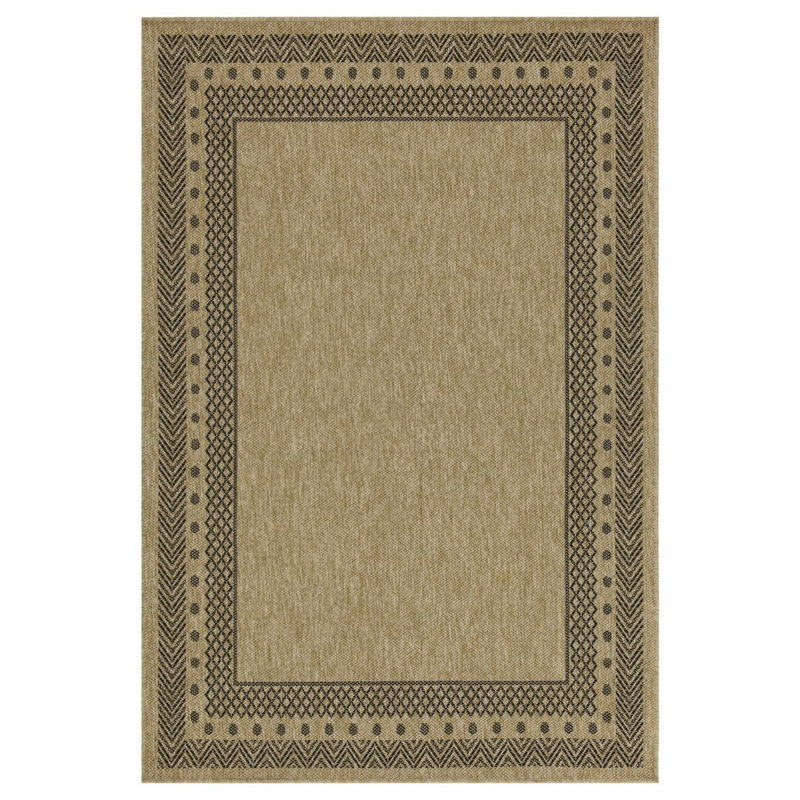 Tapis intérieur / extérieur en jute / noir Earth, Rectangle 7 pi 10 po x 10 pi 3 po, Naturel et noir