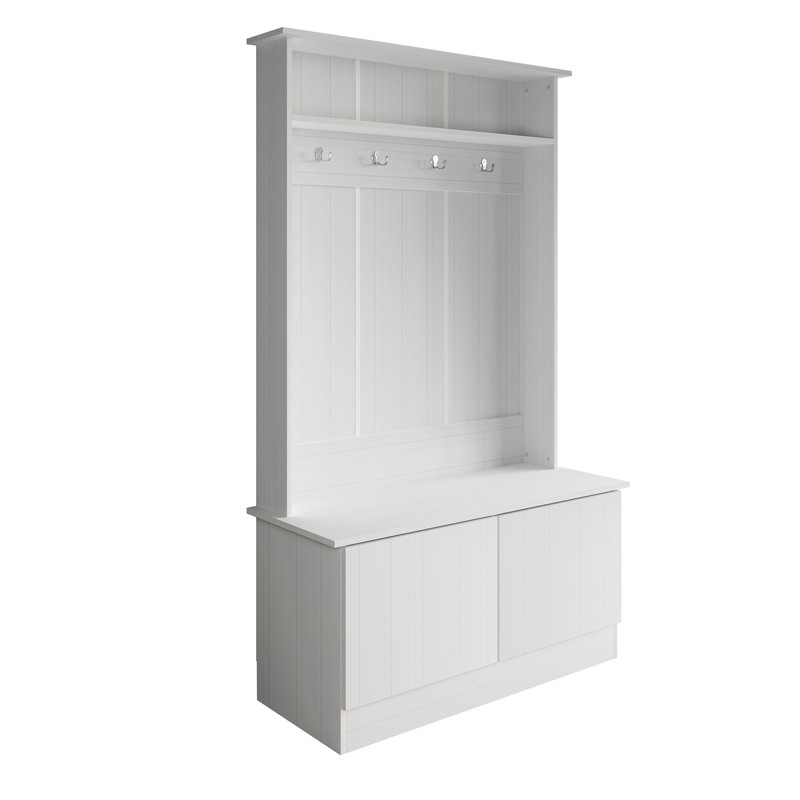 Logenita Hall Tree 39.96'' Wide with Bench, White