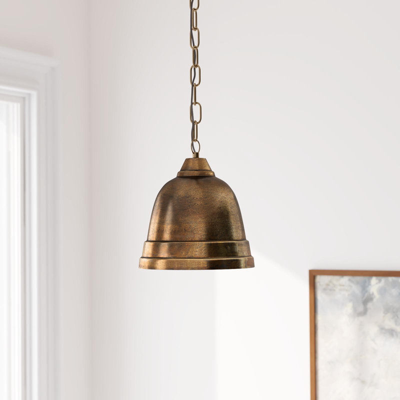 Luminaire suspendu en forme de cloche à 1 lumière Stacy, Laiton oxydé