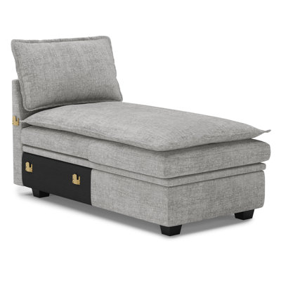 Luna Chenille Storage Chaise For Modular Sectional Sofa
