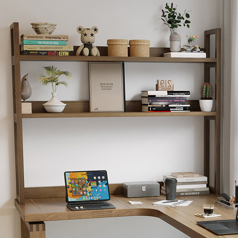 Bureau en bois massif en L noyer clair, Retour à gauche, H 74,8 po x l 70,87 po x P 47,24 po