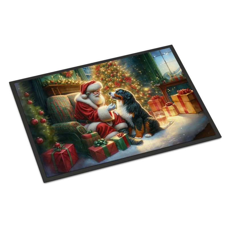 Paillasson bouvier bernois et père Noël, L 18 po x L 27 po