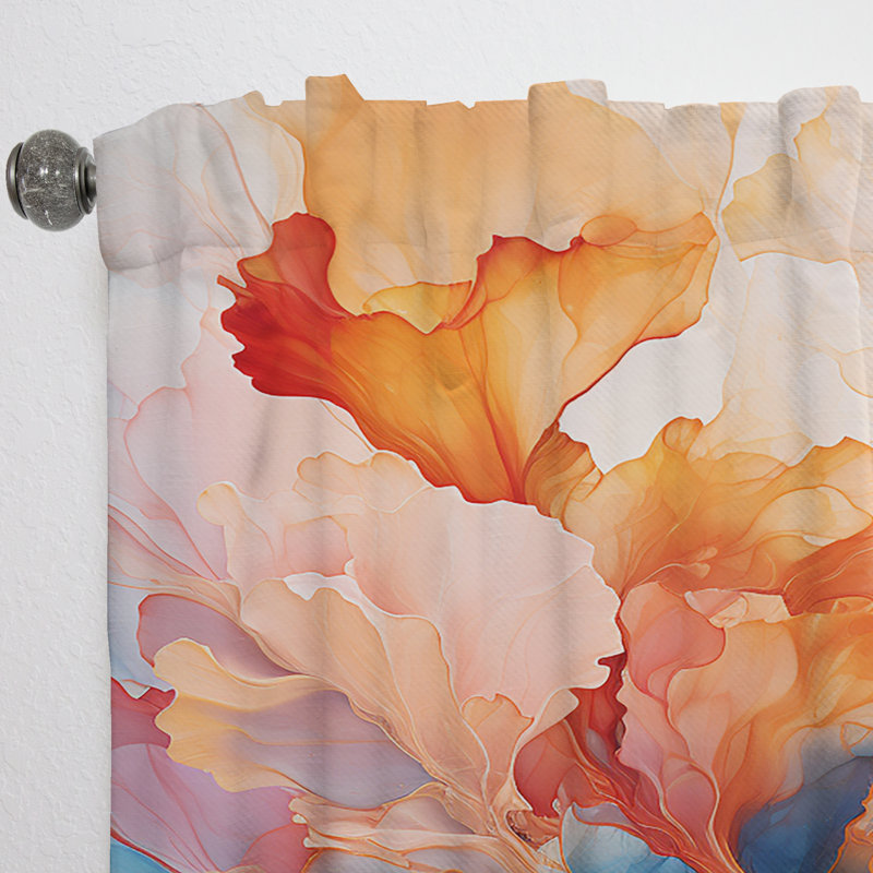 Multicolor Geometric Whispers Tides III - Minimalism Abstract Room Darkening Curtain - 1 Panels, 52" W x 84" L