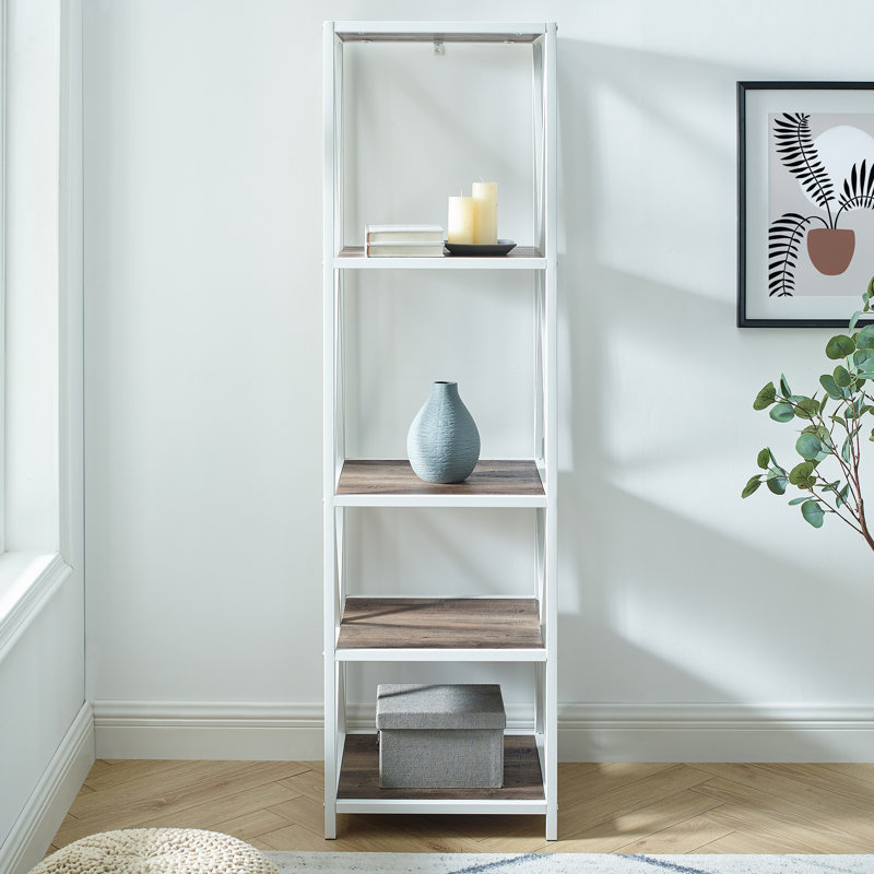 Étagère à livres H 61 "x l 18" Eula, Gris délavé/ blanc