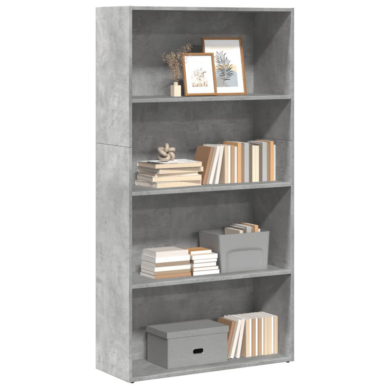 Analuisa Bookcase, (3 Shelves) 152cm H x 80cm W x 30cm D, Concrete Grey