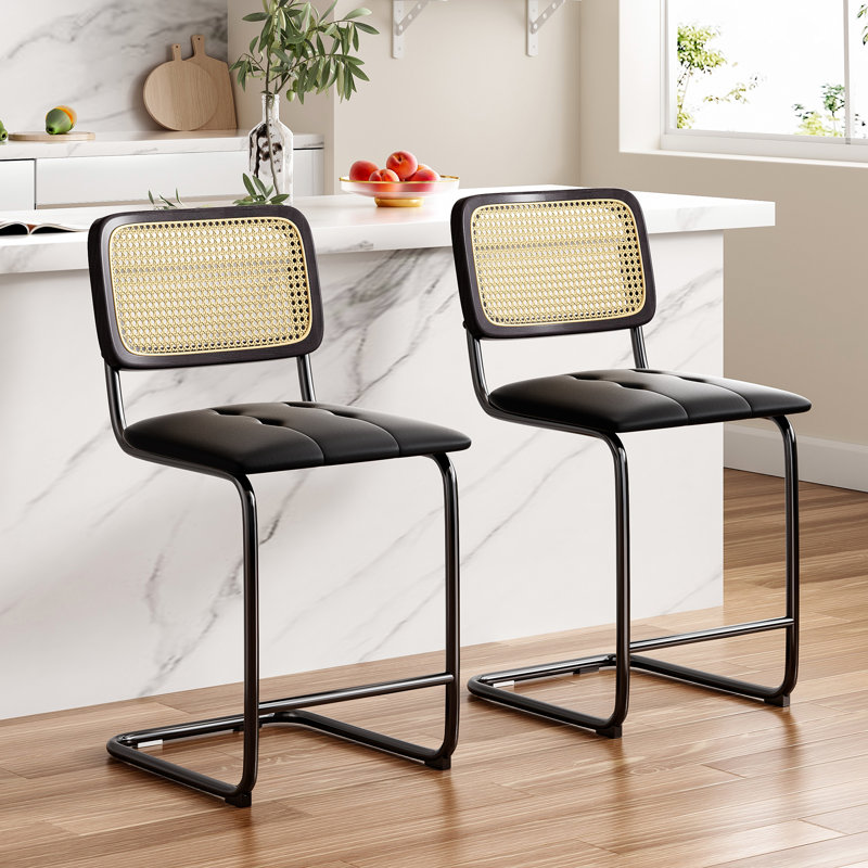 Tabouret de bar et de comptoir Baur, Tabouret de comptoir (siège d'une hauteur de 24 p, Noir, Noir