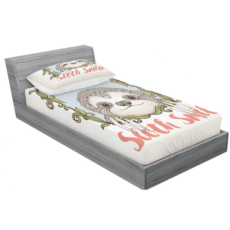 Microfiber Patterned Fitted Sheet, Twin Fitted Sheet with 1 Pillowcase