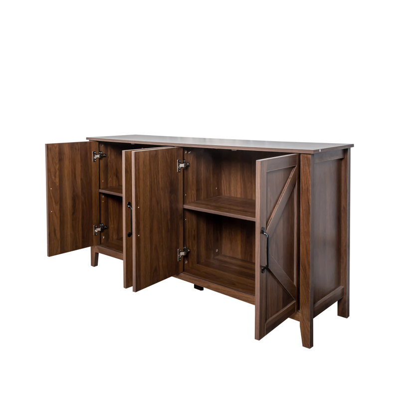 Armoire avec 4 portes et 4 tablettes ouvertes