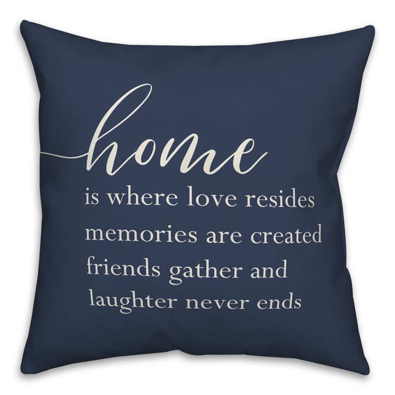 La housse de coussin carrée extérieure « Home is where Love is », Bleu