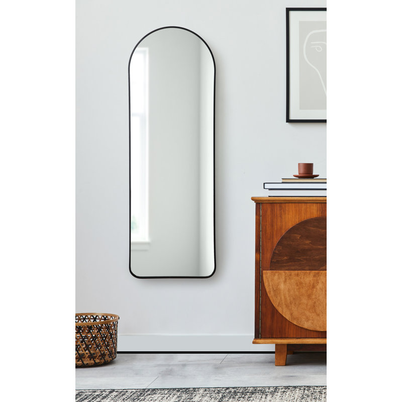 Anacleta Metal Arch Mirror, 48" x 16", Black