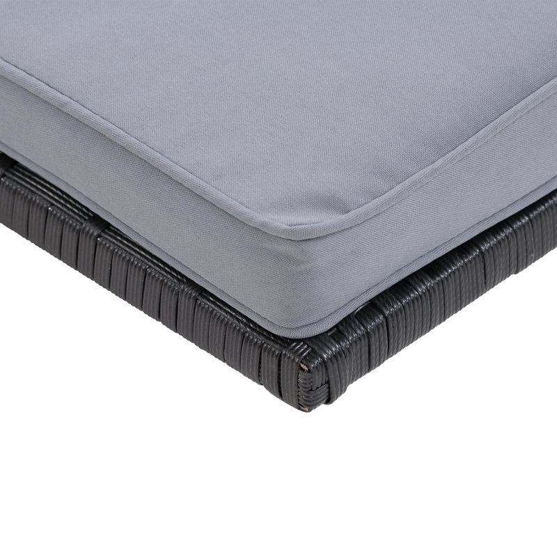 Chaise méridienne inclinable avec coussin Chagoya, Cadre noir/coussin gris Ash