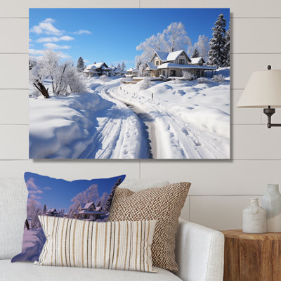 Snowy Country Road II - Winter Mountains, art mural