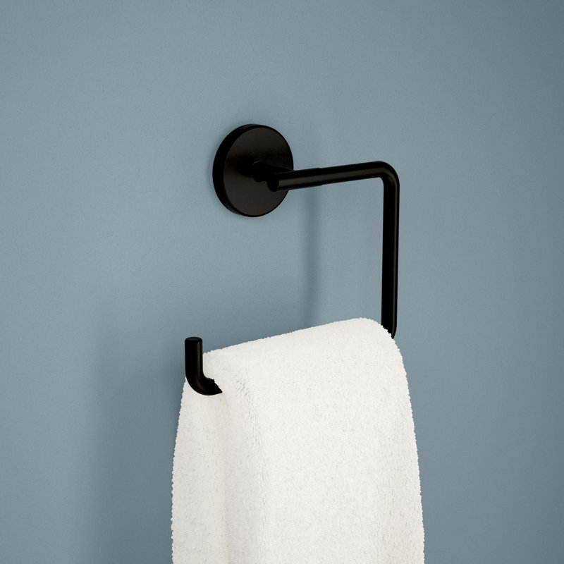 Trinsic Wall Mount Square Open Towel Ring Bath Hardware Accessory, Matte Black