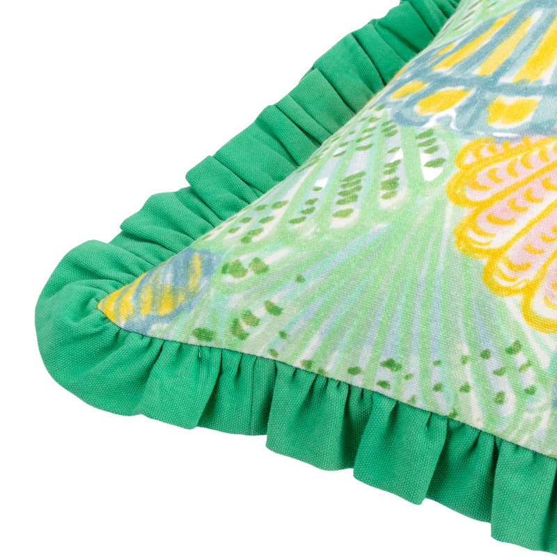 Clam Shells Abstract Square Cushion, Green