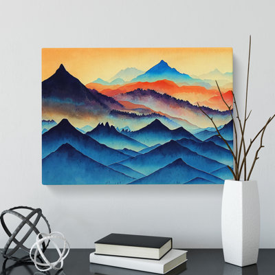 Mountain Landscape Watercolour Vol.2 Abstract - Wrapped Canvas Painting