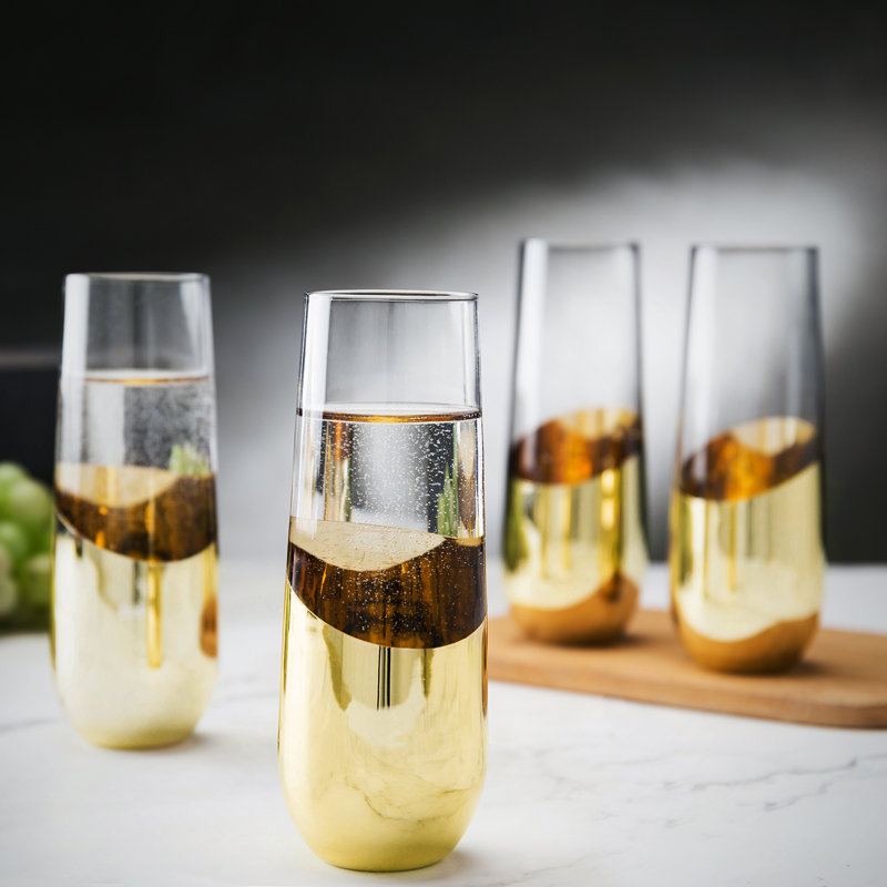 4 Piece 296ml Glass Flute Set