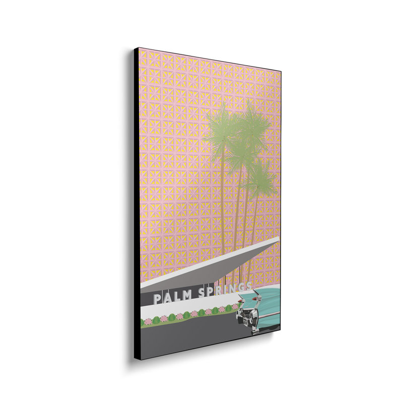Reproduction d'art sur toile en métal Steventix - Palm Springs with Convertible par Jen Bucheli