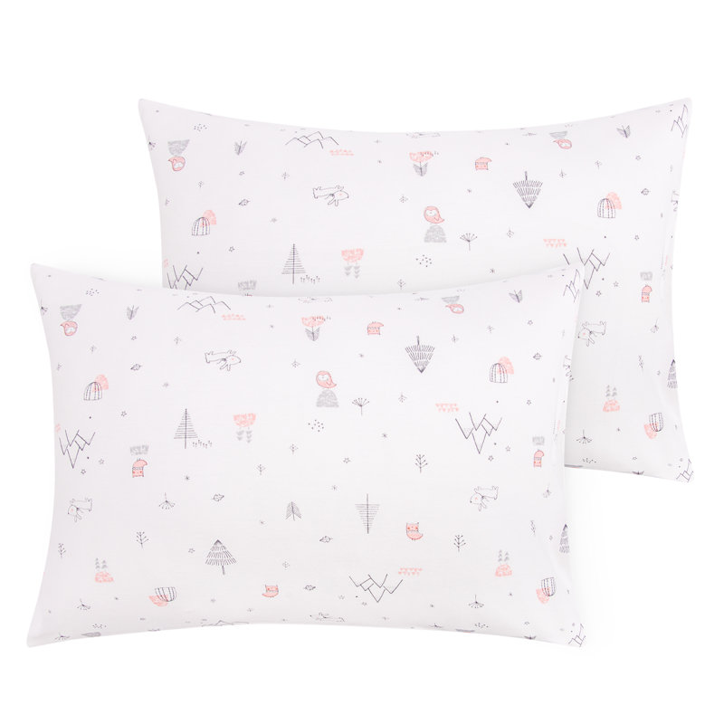Taies d'oreiller en coton pour tout-petit, 13 po x 18 po, fermeture à enveloppe, hibou - NTBAY, Rose