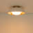 14" Gold Foil Interior Petal Ceramic Flush Mount Light, White Flower Ceiling Fixture with Milk Glass Shade, E26 Socket
