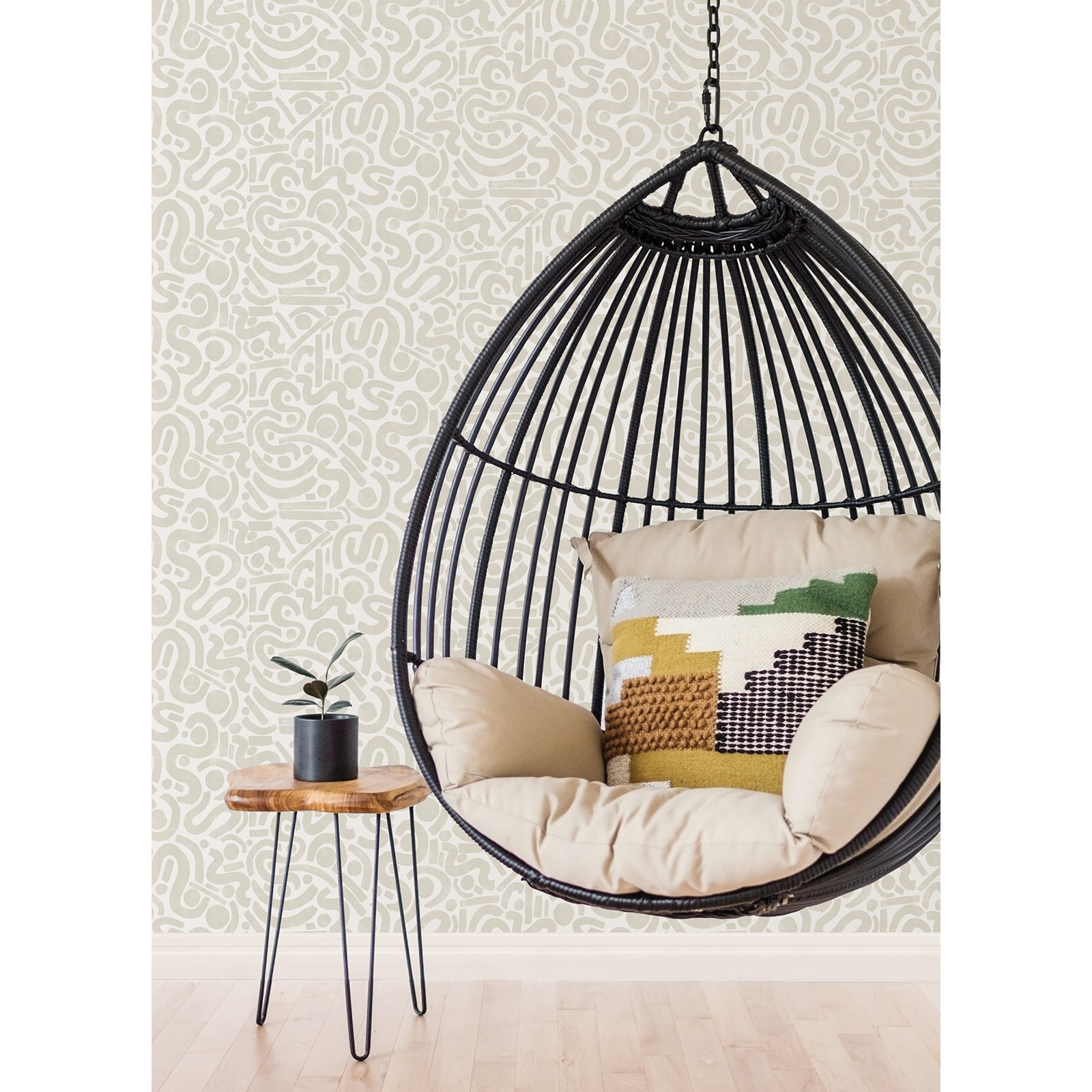 Peel & Stick Geometric Wallpaper, Taupe
