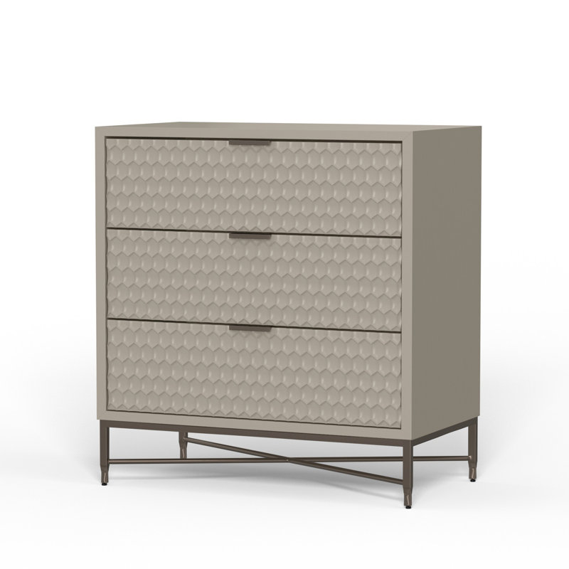 Commode 3 tiroirs l 32 po, Gris taupe