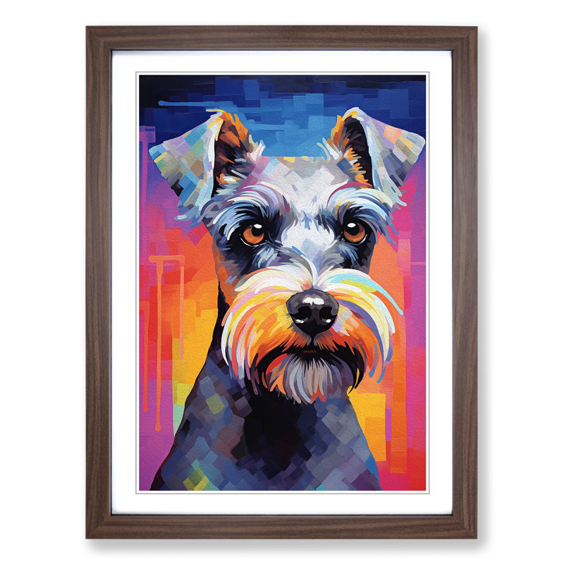 Schnauzer Futurism Art - Framed Print, Walnut Framed, 64cm H x 46cm W x 2cm D