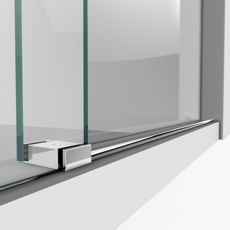 Enigma-XO Single 60.37" W x 32.5" D x 76" H Frameless Rectangle Shower Enclosure, Polished Stainless Steel