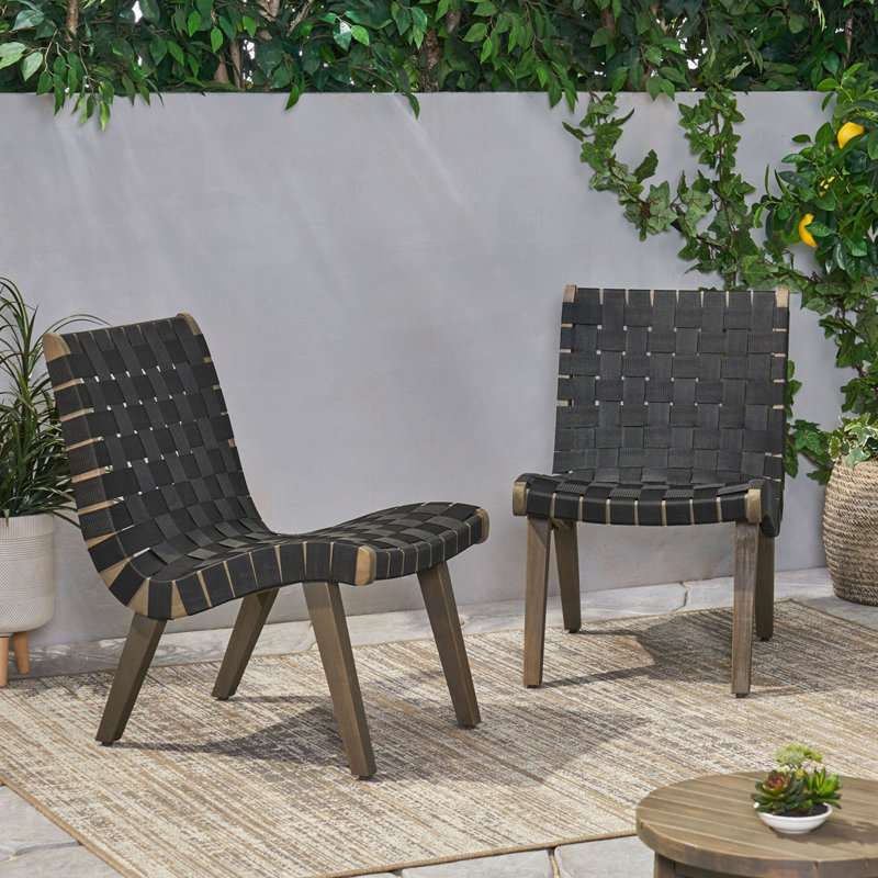 Outdoor Papasan Lounge Chair, Black